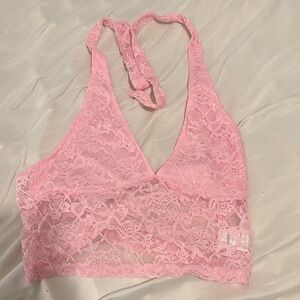 SHEIN Pink Lace Crop Top